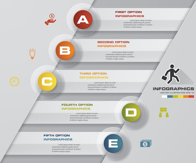 5 stappen grafiek infographicselementen