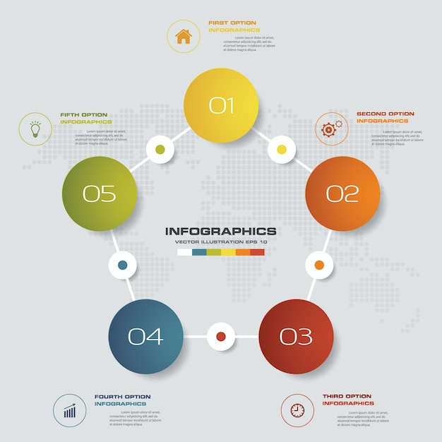 5 stappen grafiek infographicselementen.