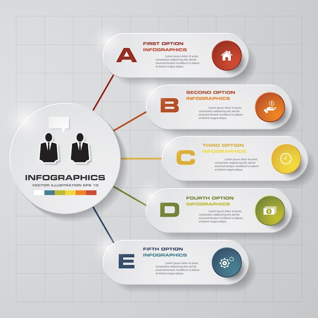 5 stappen infografics grafieksjabloon.