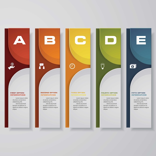 5 stappen Infographics elementgrafiek voor presentatie. EPS 10