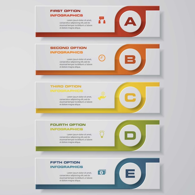 5 stappen infographics elementgrafiek voor presentatie. eps 10