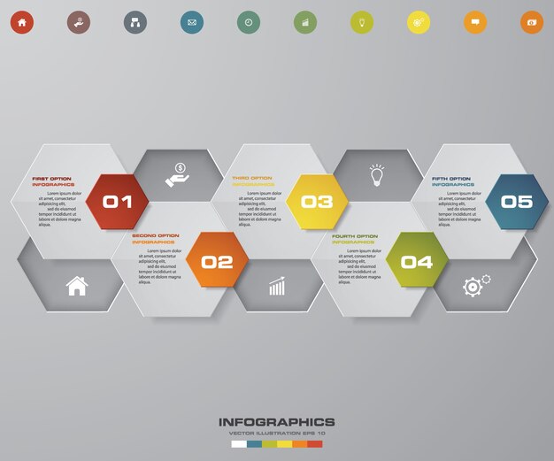 5 stappen Infographics elementgrafiek.