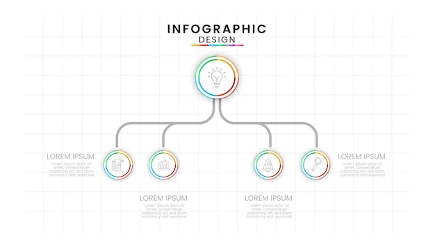 5 stappen moderne lijn proces cirkel infographic voor moderne achtergrond sjabloon