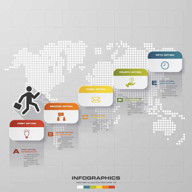5 stappen Tijdlijn infographic element.