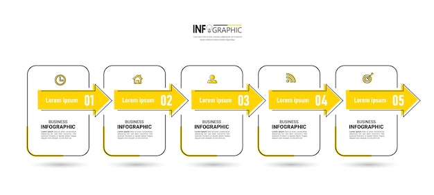 5 stappen tijdlijn infographics ontwerpsjabloon