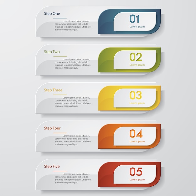 5 stappenbanners voor presentatie