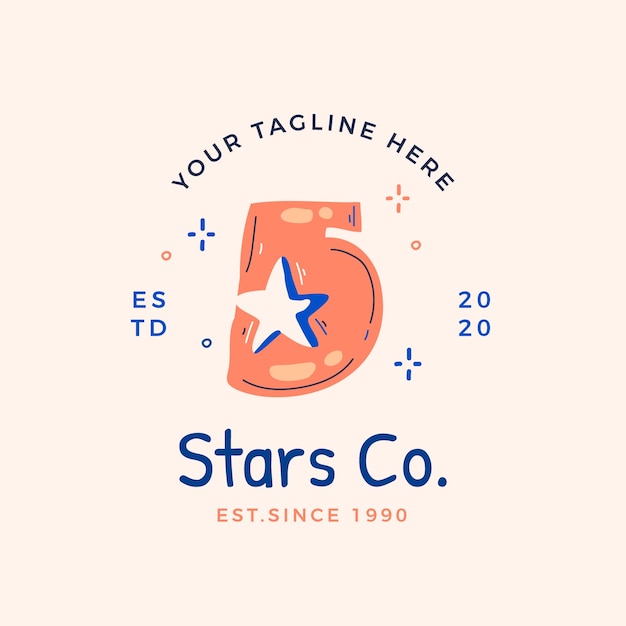 5 star logo template design