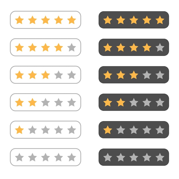 5-звездочный рейтинг От 0 до 5-звездочных отзывов клиентов Векторная иллюстрация
