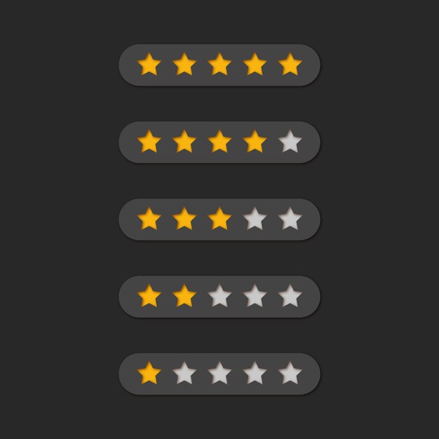 Vector 5 star ratings illustration template in dark background