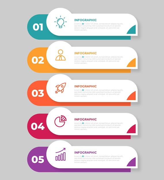 Vettore modello di infografica aziendale in 5 passaggi