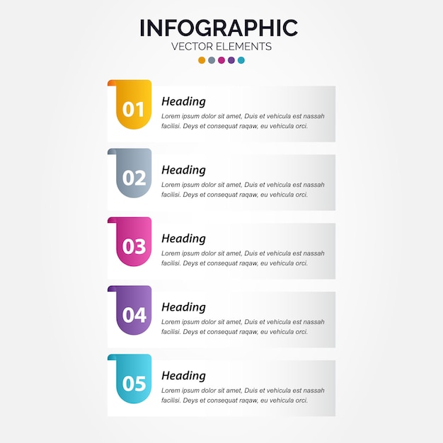 5 step business Vertical Infographic template