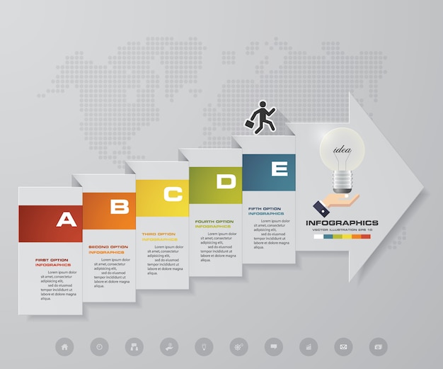 5 steps of arrow Infografics template for presentation.