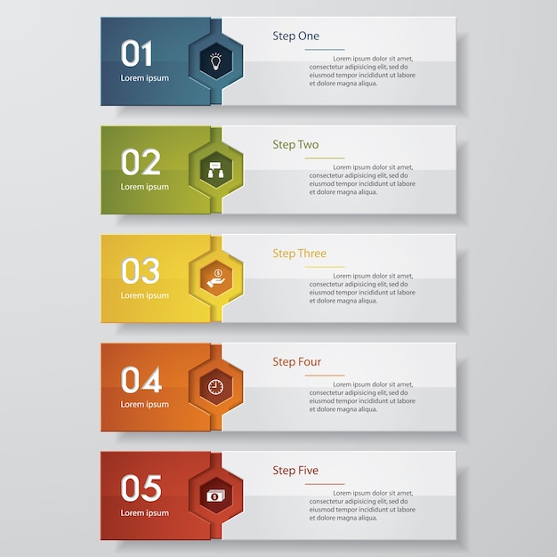 5 steps banners for data presentation