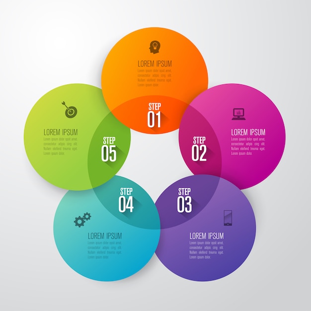 5 steps business infographic elements for the presentation