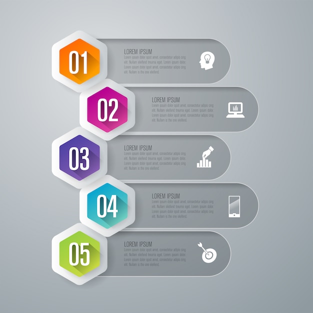 5 steps business infographic elements for the presentation