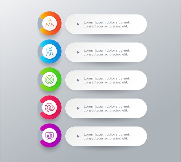 5 steps business infographic elements