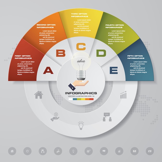5 шагов диаграммы инфографические элементы для презентации.