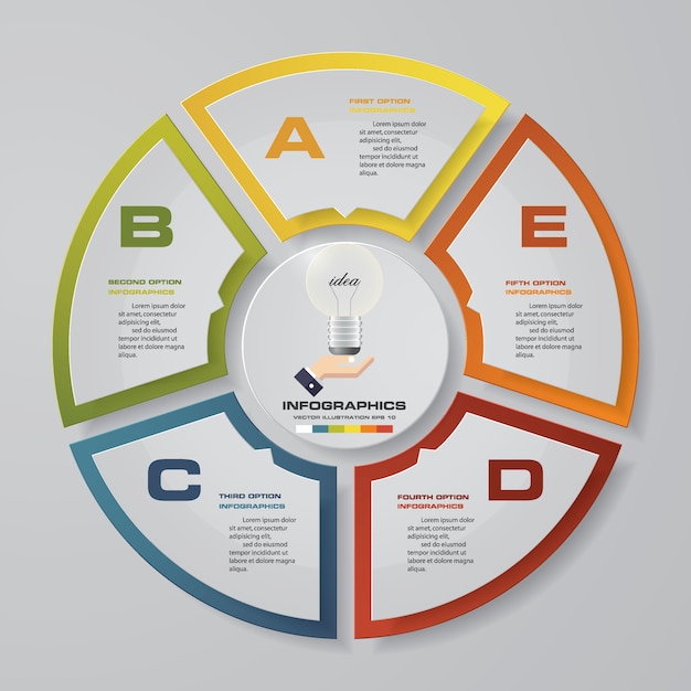 Vector 5 steps cycle chart infographics elements