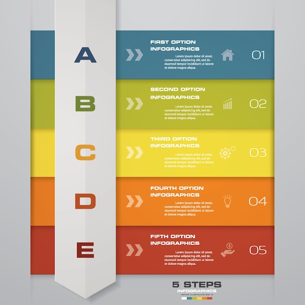 프리젠 테이션을위한 5 단계 Infografics 템플릿.