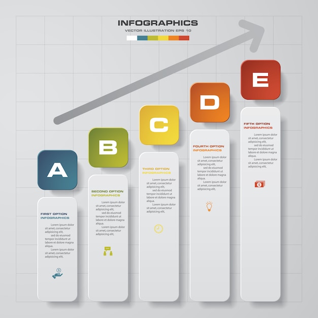 5 steps infographic element for presentation