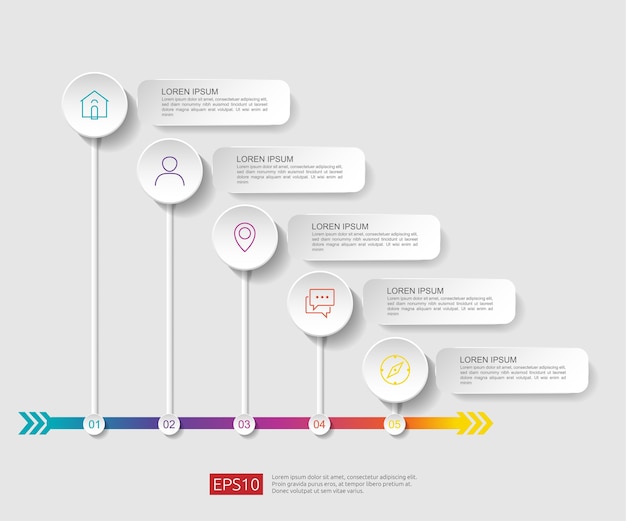 5 steps infographic flowchart design template