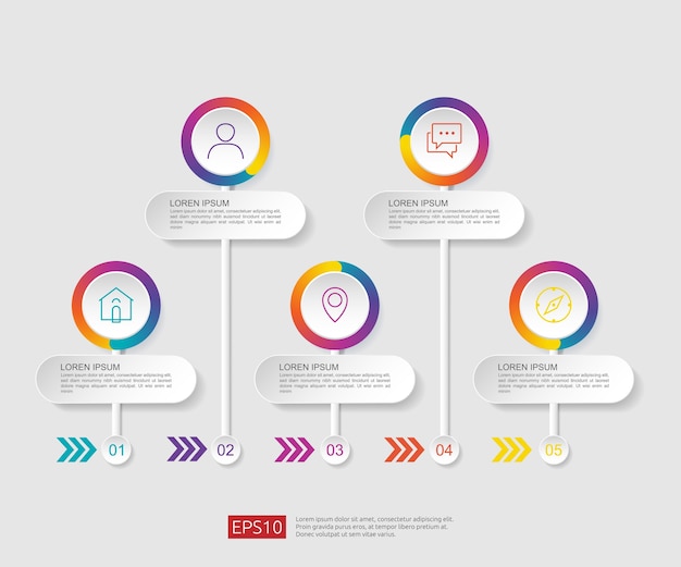 5 steps infographic flowchart design template