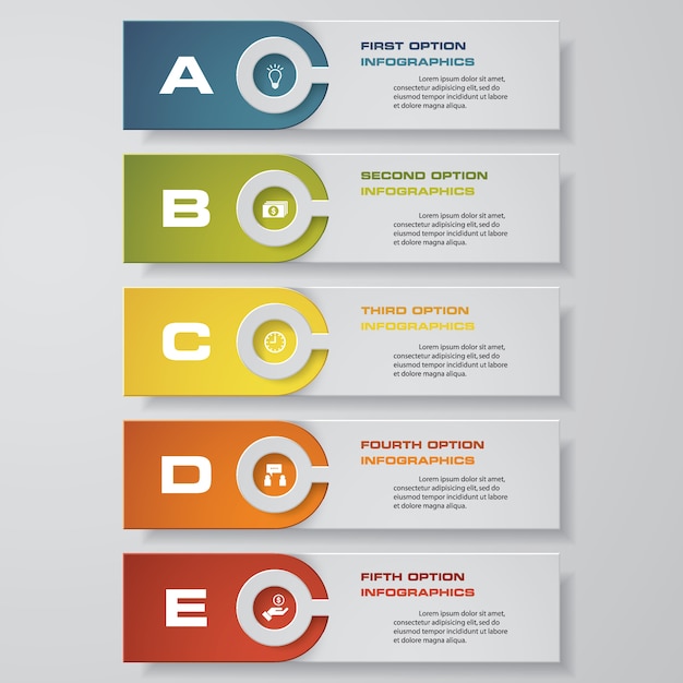 5 steps Infographics element chart for presentation.