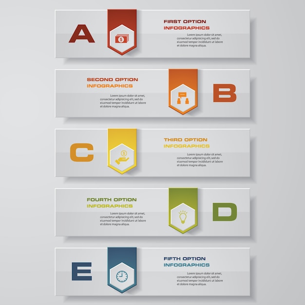 5 steps Infographics element chart for presentation.