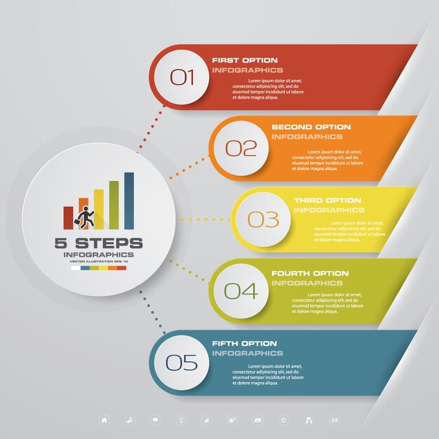 프리젠 테이션을위한 5 단계 인포 그래픽 요소 차트