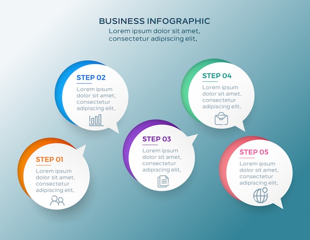 Modello di business moderno infografica 5 passaggi