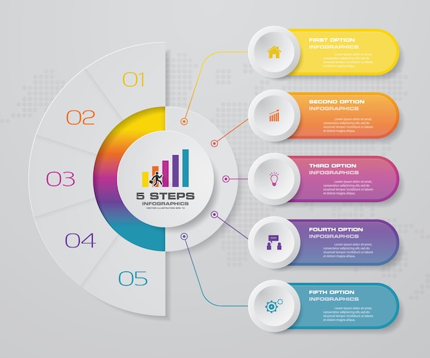 5 steps option banner for presentation.