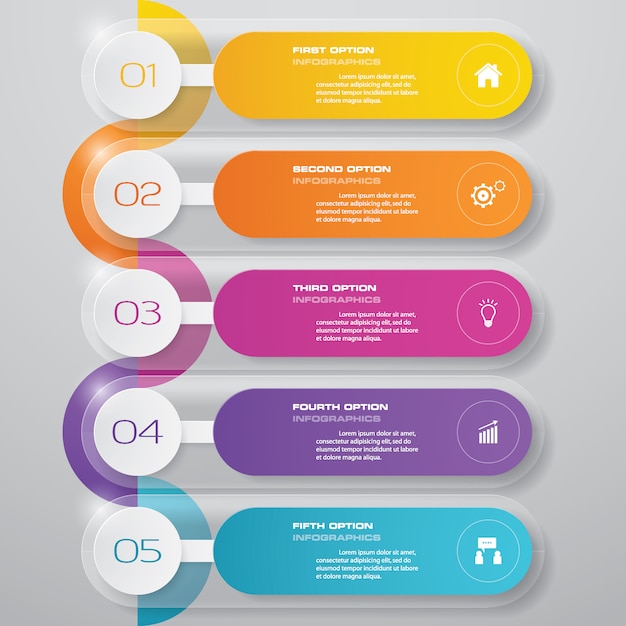 5 steps presentation chart. 