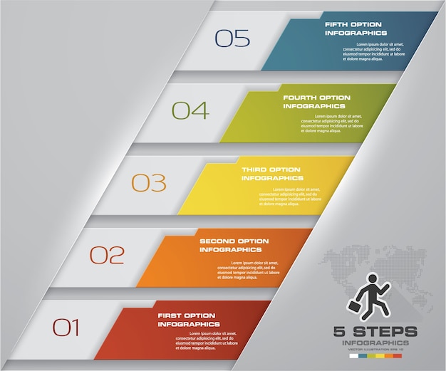 5 punti processo infografica elemento grafico.