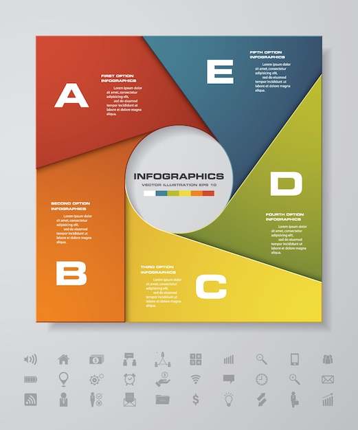 Vector 5 steps process. simple&editable abstract design element. vector.