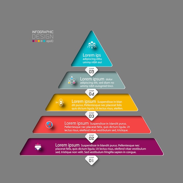 Vector 5 steps of the pyramid. modern  infographic design