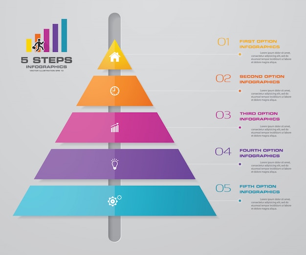 5 ступеней пирамиды со свободным пространством для текста на каждом уровне.