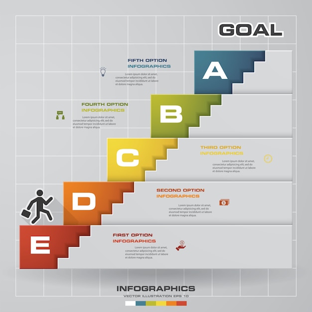 5 ступенчатая лестница инфографический элемент для презентации