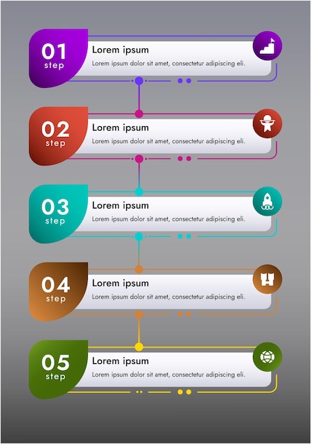 Vector 5 steps that are related to each other