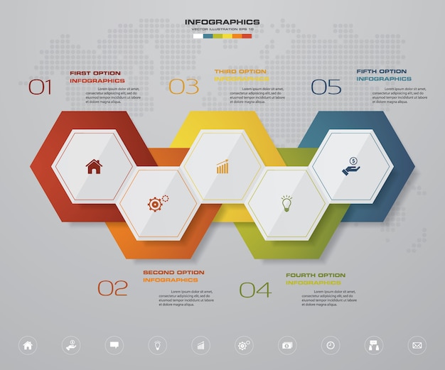 5 steps timeline infographic element for presentation