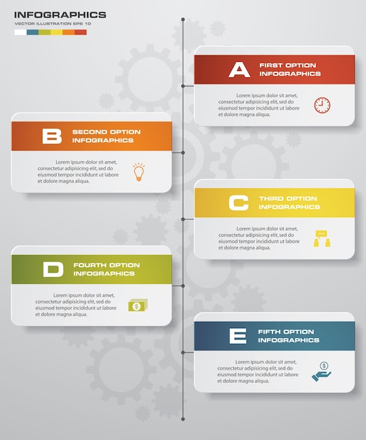 5ステップタイムラインのinfographic要素。