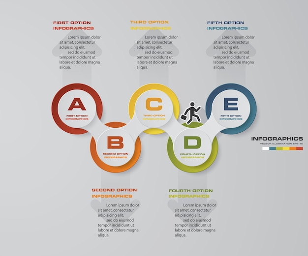 タイムラインの5つのステップinfographic要素。