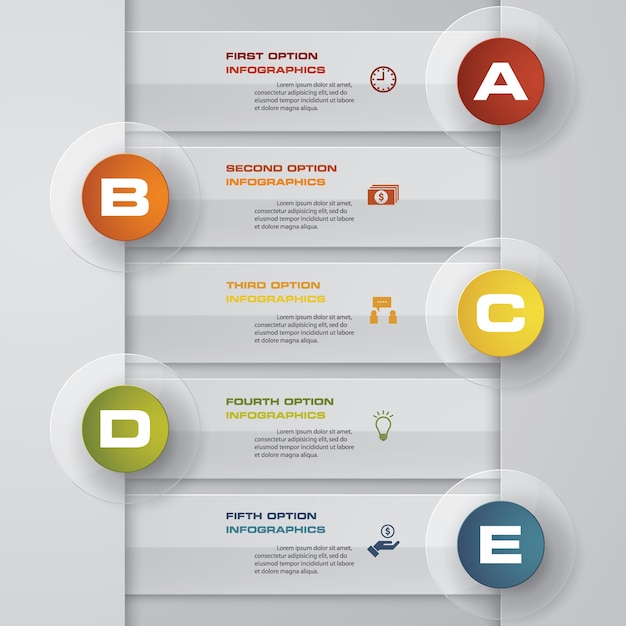 Elemento infografica timeline 5 passaggi.