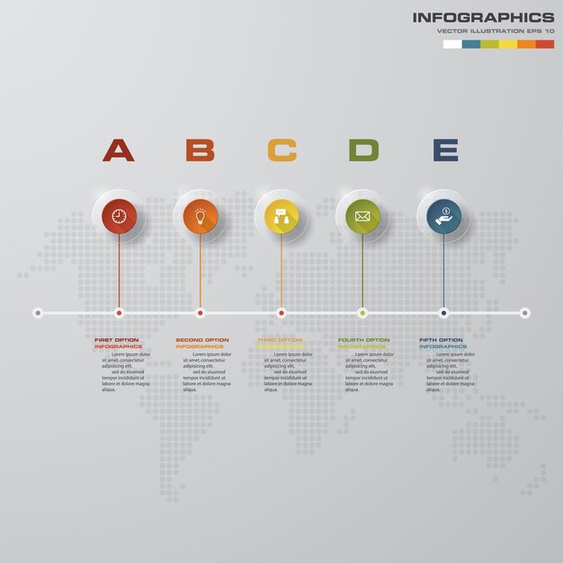 5 steps Timeline infographic element. 