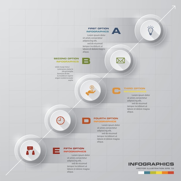 5 단계 타임 라인 Infographic 요소