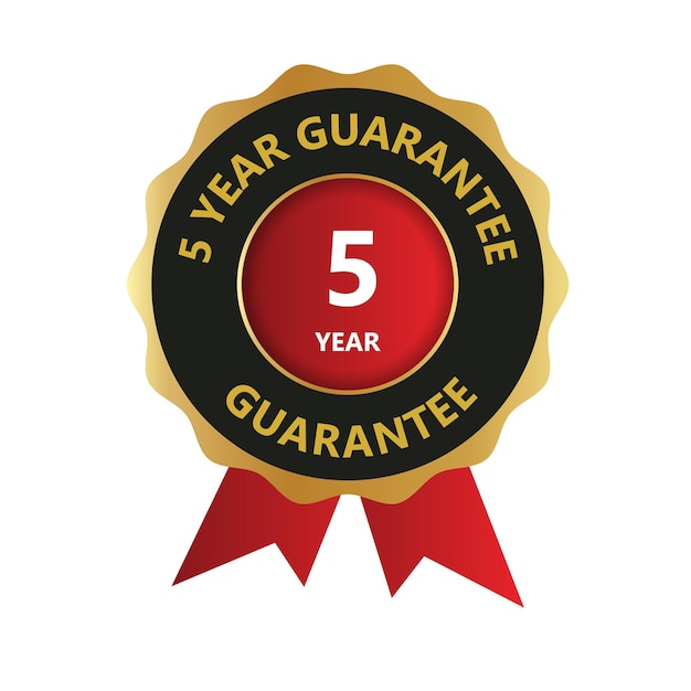 Vettore badge di garanzia di 5 anni, certificato di garanzia, logo di garanzia di 5 anni, logo di garanzia di anno vector p