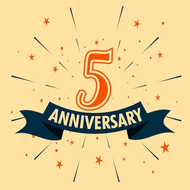 Vettore disegno di celebrazione dell'anniversario di 5 anni con forma numerica per il vettore di eventi di celebrazione speciale