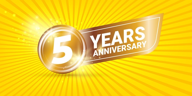 5 anni anniversario emblema anniversario distintivo o modello di progettazione banner