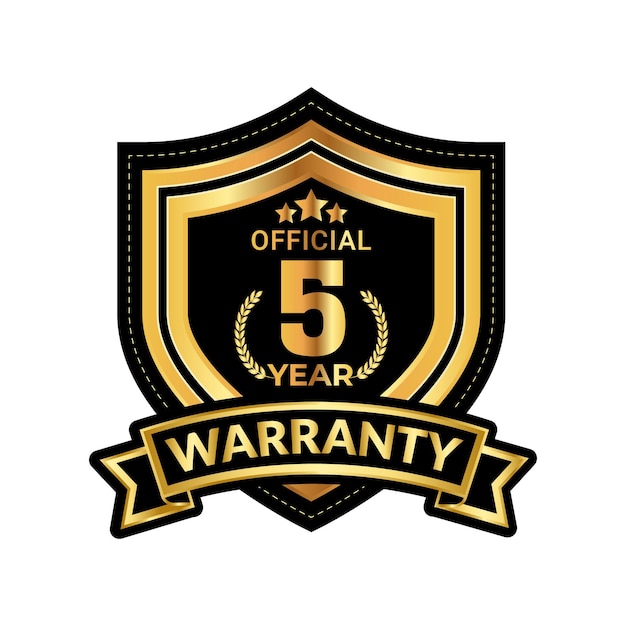 Vector 5 years warranty badge and warranty seal stamp