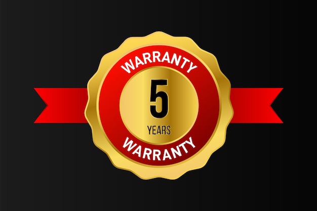 5 years warranty golden vector design