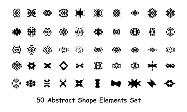 50 Abstract Geometric Shape Elements Set